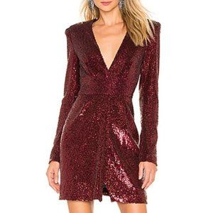 A.L.C Mara Red Sequin Surplice Dress